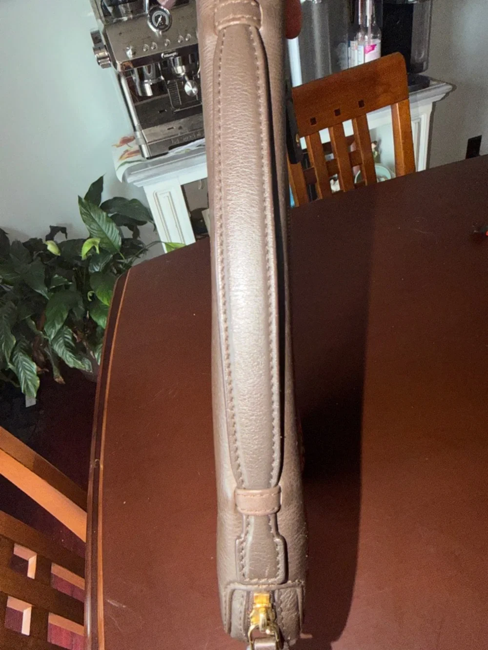 MCM laptop portfolio with brown leather trim and digital camo fabric